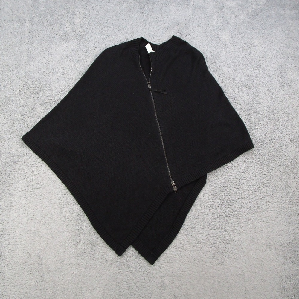Lululemon Athletica Black Asymmetrical Zip Poncho Wrap Silk Blend OS